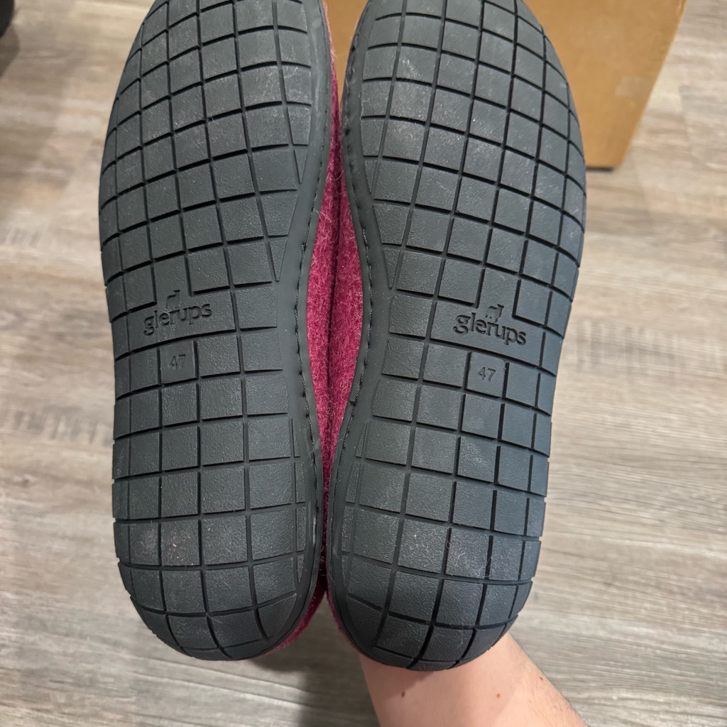 Glerups Cranberry Wool Black Rubber Slip On Slippers — image 7 of 8